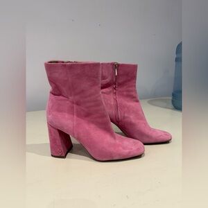 Sam Edelman Pink Heeled Boots Suede Ankle-Height
